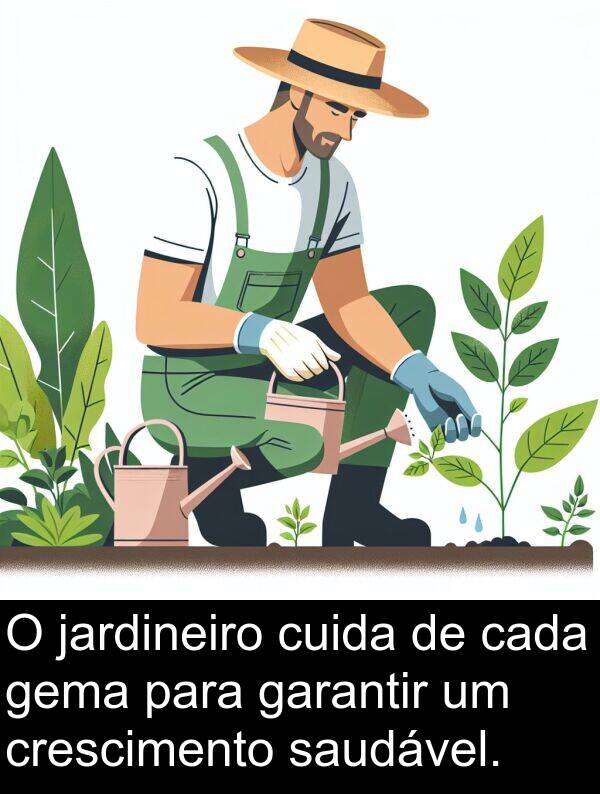 jardineiro: O jardineiro cuida de cada gema para garantir um crescimento saudável.