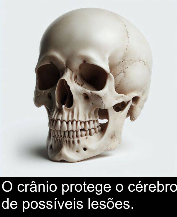 protege: O crânio protege o cérebro de possíveis lesões.