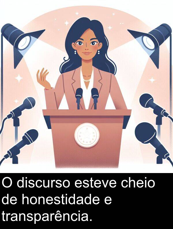 discurso: O discurso esteve cheio de honestidade e transparência.