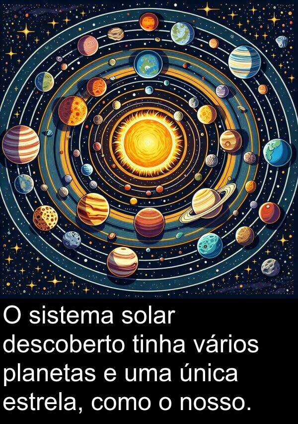 vários: O sistema solar descoberto tinha vários planetas e uma única estrela, como o nosso.