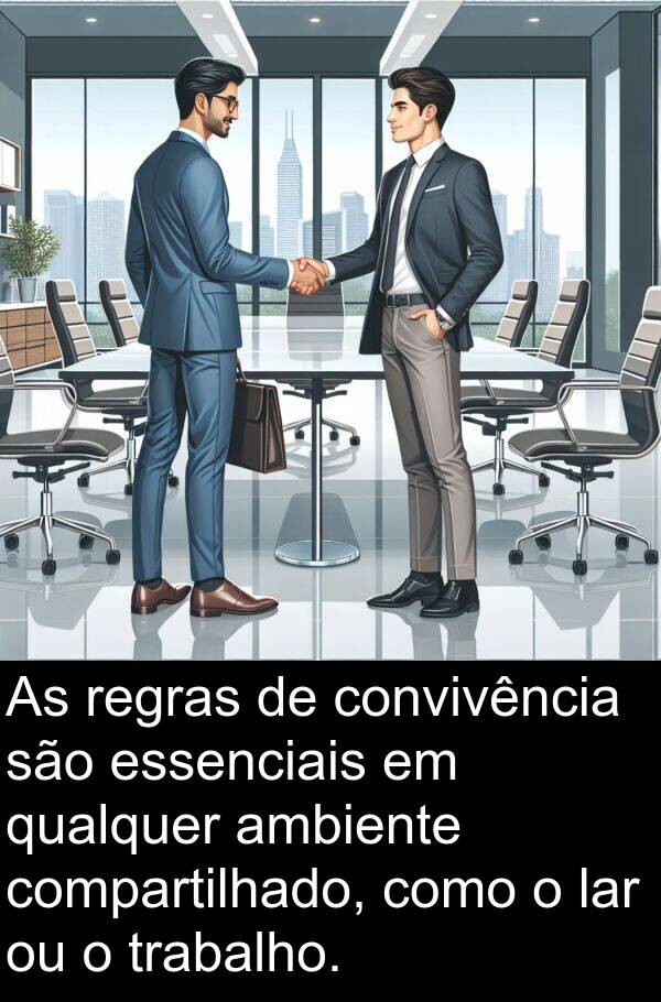 qualquer: As regras de convivência são essenciais em qualquer ambiente compartilhado, como o lar ou o trabalho.