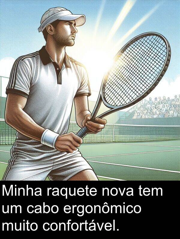 cabo: Minha raquete nova tem um cabo ergonômico muito confortável.