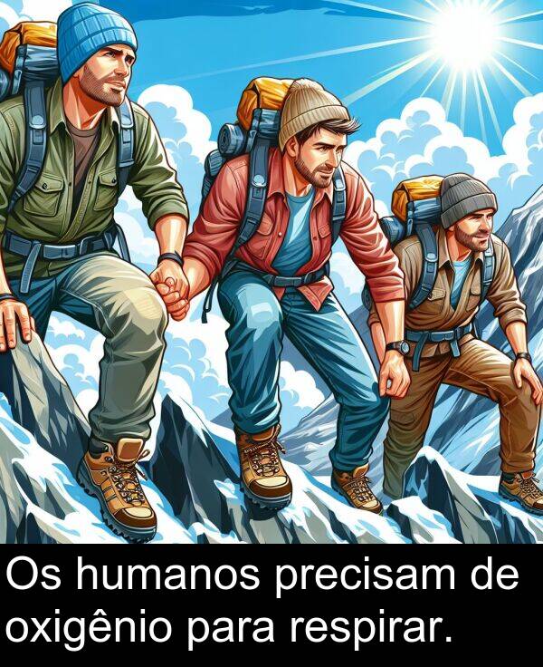 para: Os humanos precisam de oxigênio para respirar.