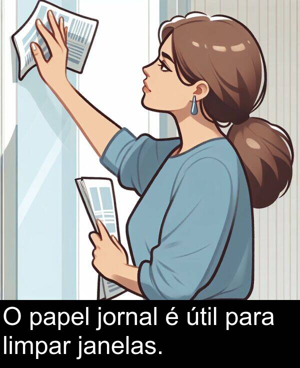 para: O papel jornal é útil para limpar janelas.