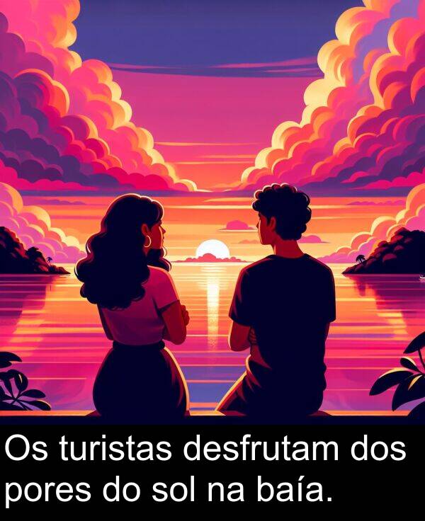 dos: Os turistas desfrutam dos pores do sol na baía.