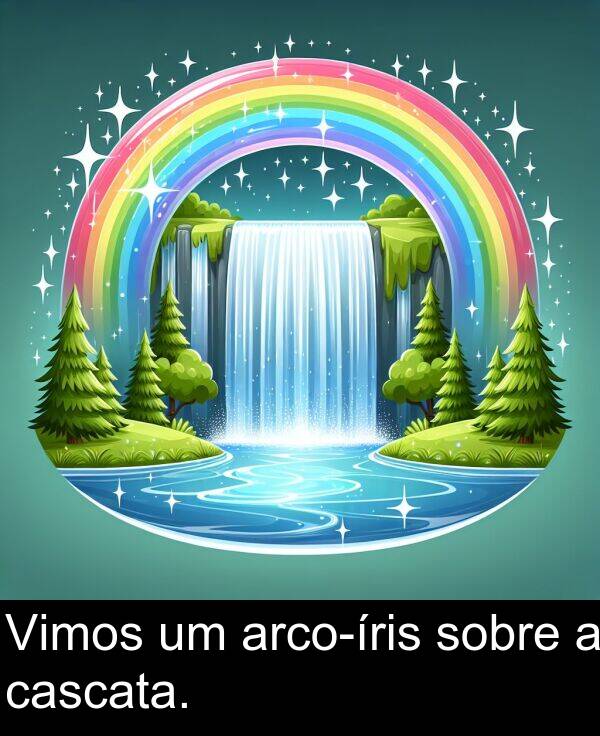 cascata: Vimos um arco-íris sobre a cascata.