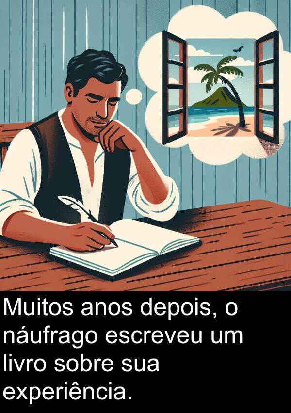 náufrago: Muitos anos depois, o náufrago escreveu um livro sobre sua experiência.