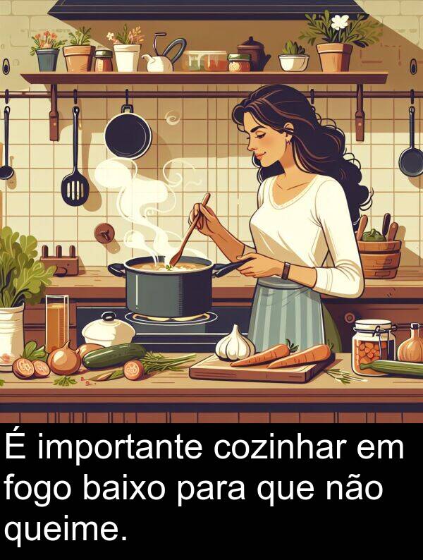 queime: É importante cozinhar em fogo baixo para que não queime.