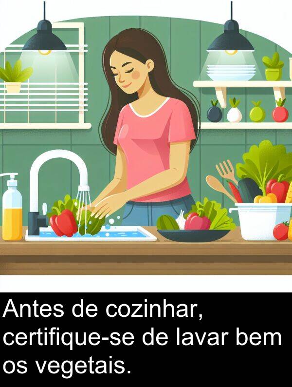 lavar: Antes de cozinhar, certifique-se de lavar bem os vegetais.