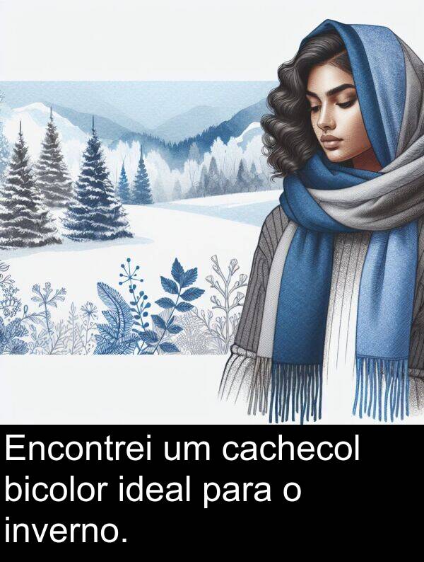cachecol: Encontrei um cachecol bicolor ideal para o inverno.