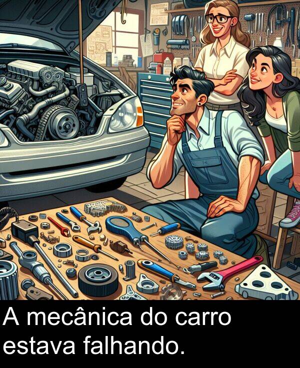mecânica: A mecânica do carro estava falhando.