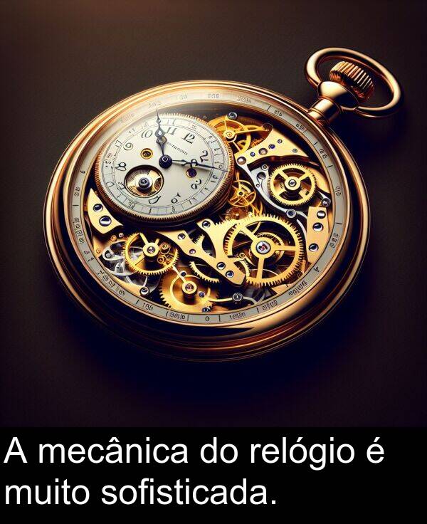 sofisticada: A mecânica do relógio é muito sofisticada.