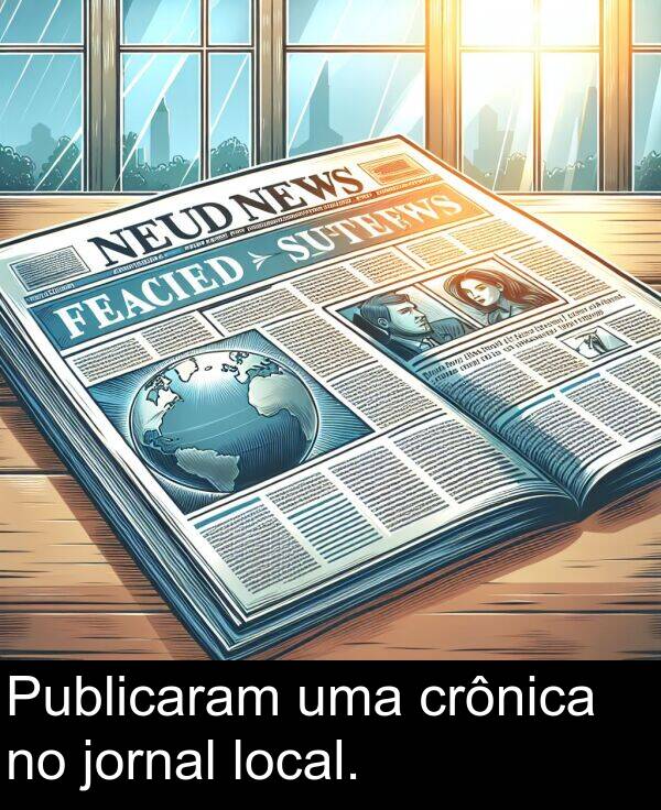 jornal: Publicaram uma crônica no jornal local.
