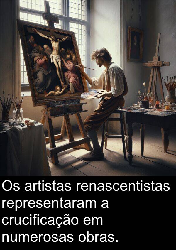 obras: Os artistas renascentistas representaram a crucificação em numerosas obras.