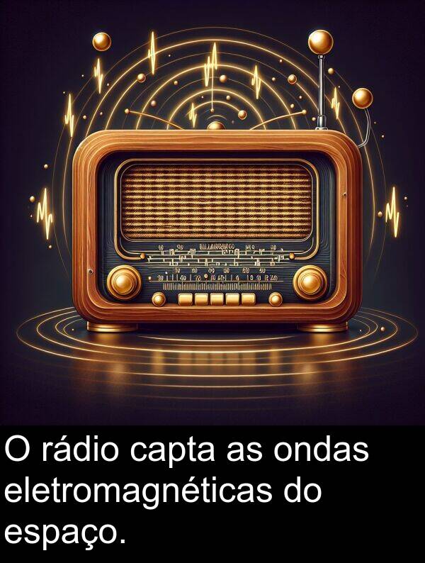 rádio: O rádio capta as ondas eletromagnéticas do espaço.