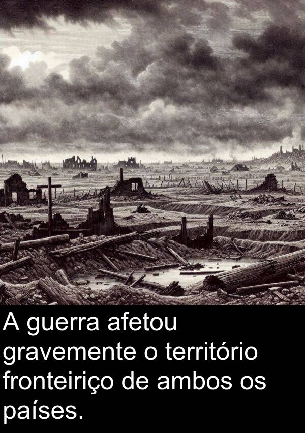 países: A guerra afetou gravemente o território fronteiriço de ambos os países.