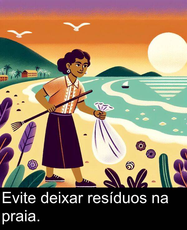 praia: Evite deixar resíduos na praia.