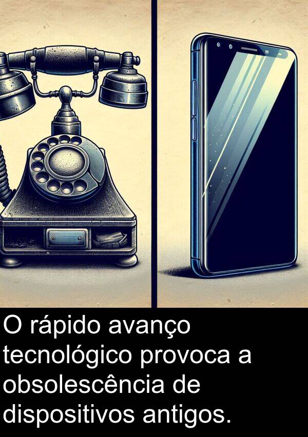 rápido: O rápido avanço tecnológico provoca a obsolescência de dispositivos antigos.