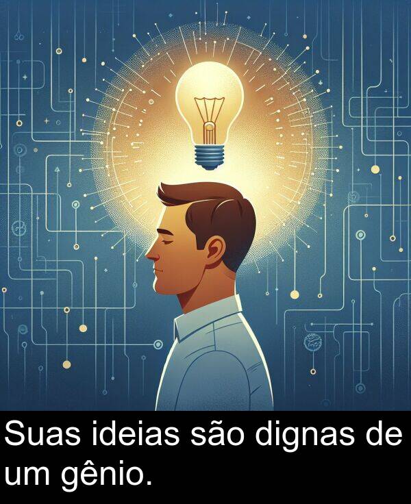 gênio: Suas ideias são dignas de um gênio.