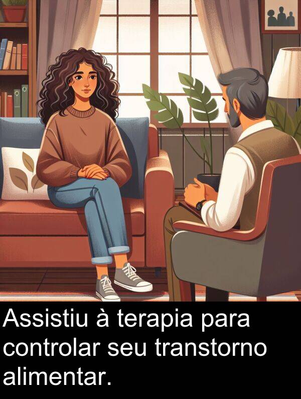 terapia: Assistiu à terapia para controlar seu transtorno alimentar.