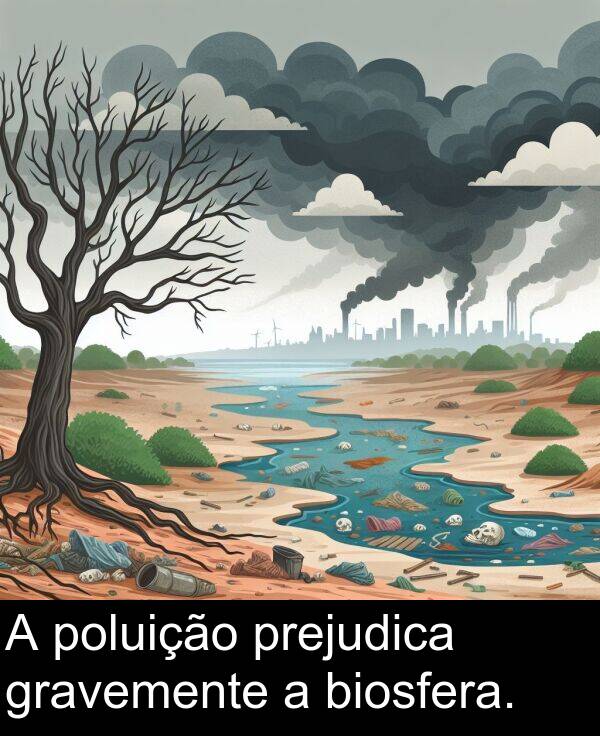 poluição: A poluição prejudica gravemente a biosfera.