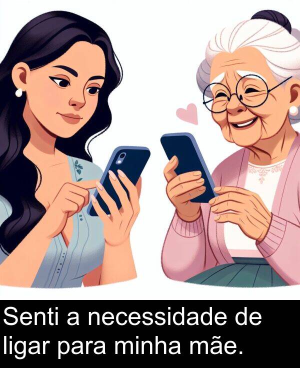 para: Senti a necessidade de ligar para minha mãe.