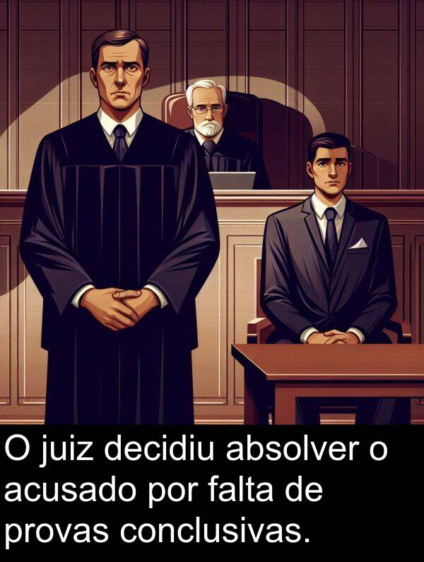juiz: O juiz decidiu absolver o acusado por falta de provas conclusivas.