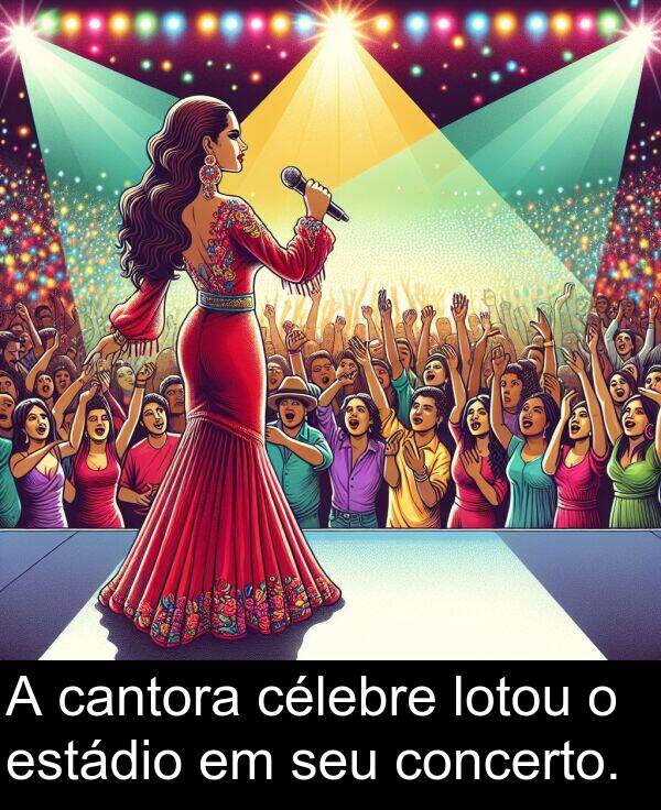 seu: A cantora célebre lotou o estádio em seu concerto.