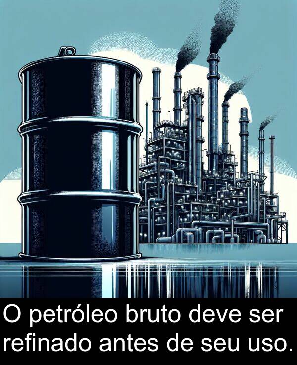 uso: O petróleo bruto deve ser refinado antes de seu uso.