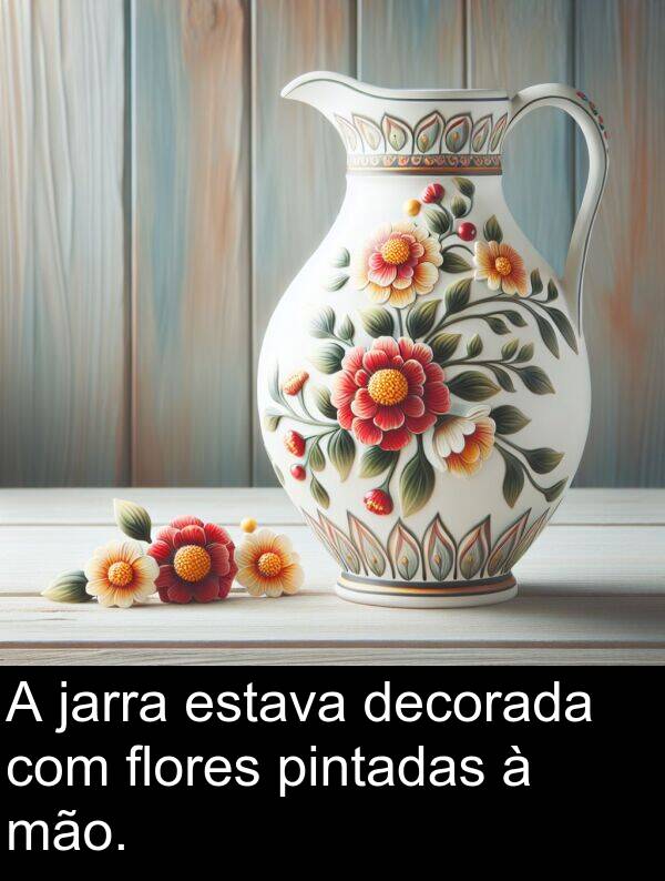 jarra: A jarra estava decorada com flores pintadas à mão.