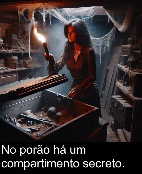 porão: No porão há um compartimento secreto.