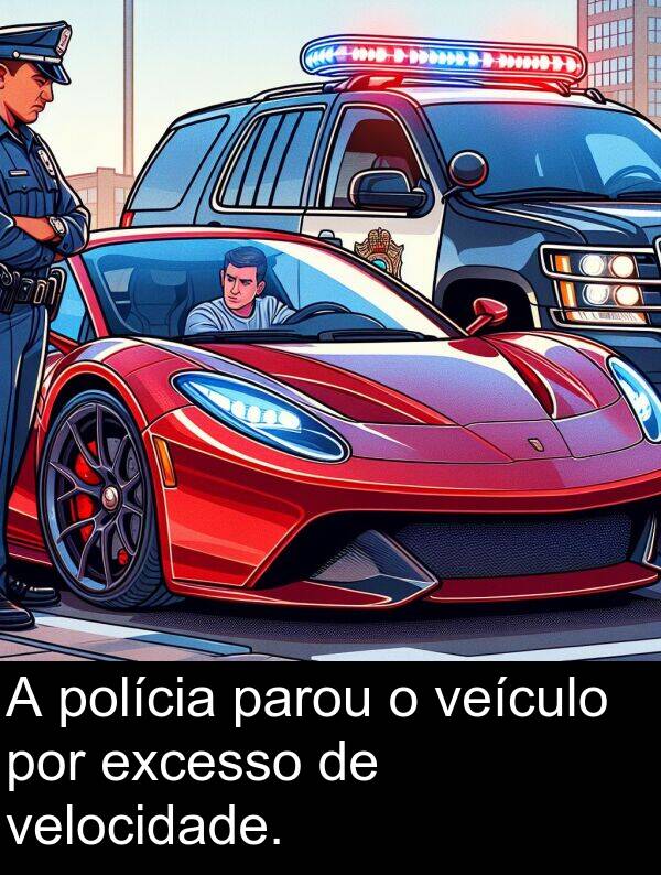 veículo: A polícia parou o veículo por excesso de velocidade.