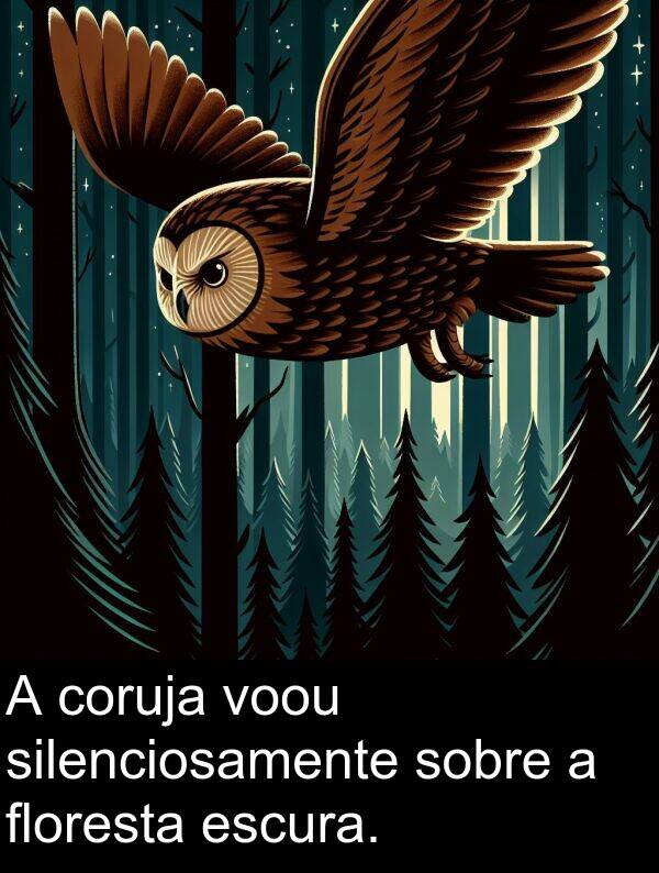 floresta: A coruja voou silenciosamente sobre a floresta escura.