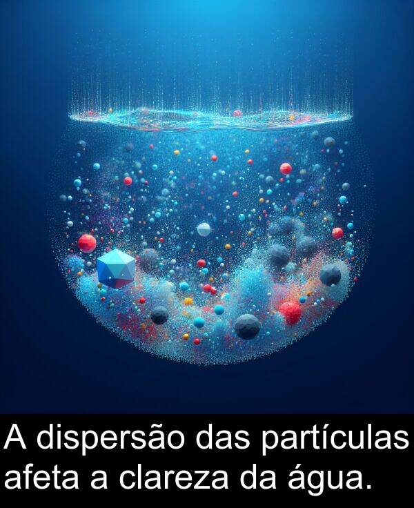 das: A dispersão das partículas afeta a clareza da água.