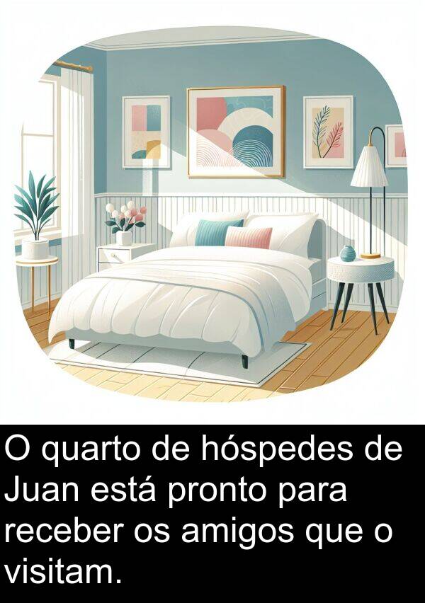 quarto: O quarto de hóspedes de Juan está pronto para receber os amigos que o visitam.