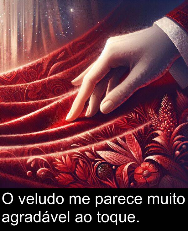 parece: O veludo me parece muito agradável ao toque.