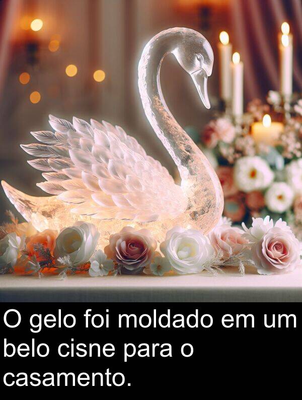 gelo: O gelo foi moldado em um belo cisne para o casamento.