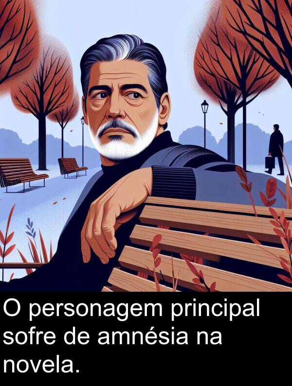 sofre: O personagem principal sofre de amnésia na novela.