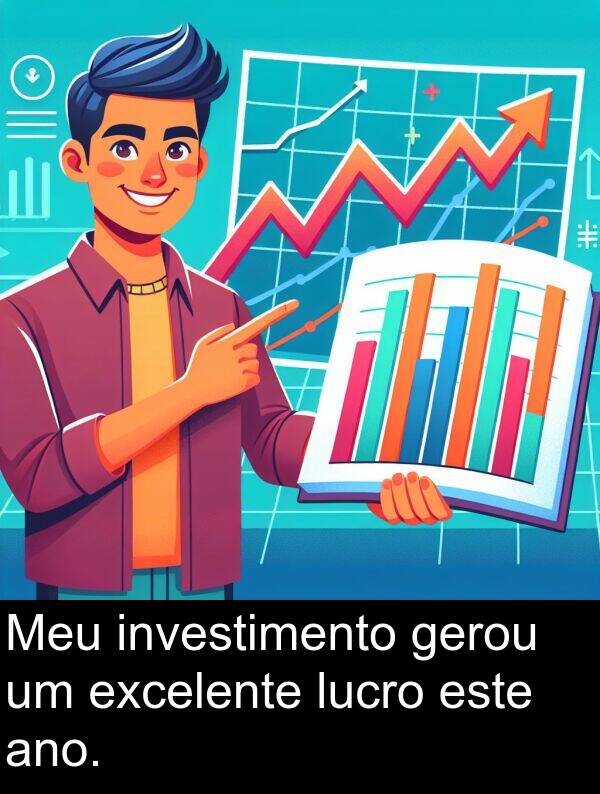 investimento: Meu investimento gerou um excelente lucro este ano.