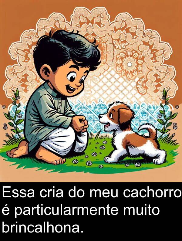 cachorro: Essa cria do meu cachorro é particularmente muito brincalhona.