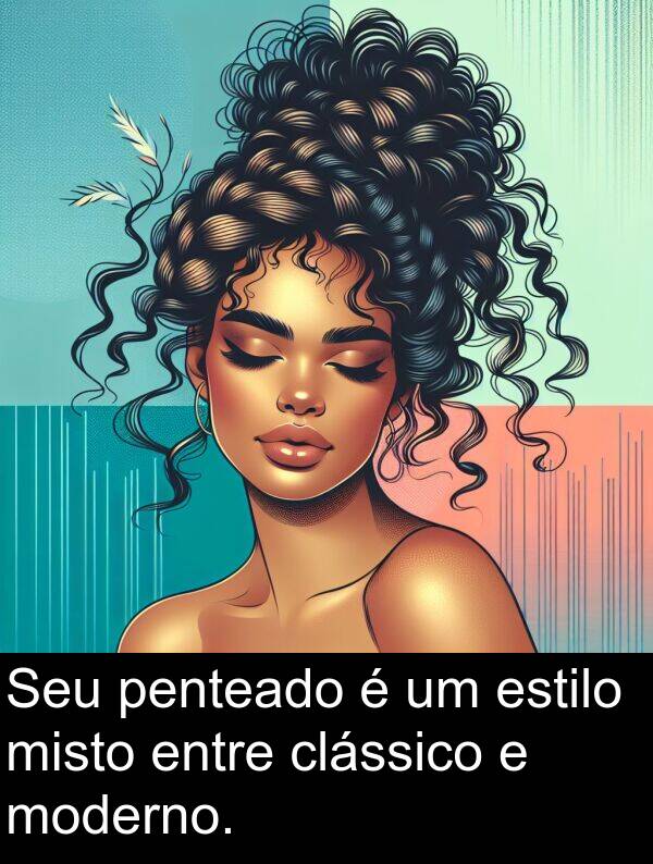 clássico: Seu penteado é um estilo misto entre clássico e moderno.