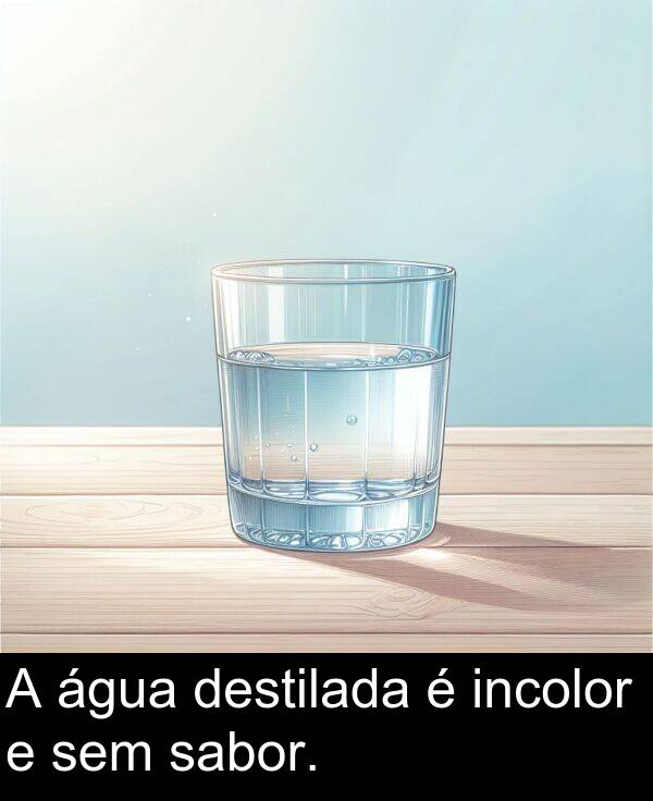 sabor: A água destilada é incolor e sem sabor.