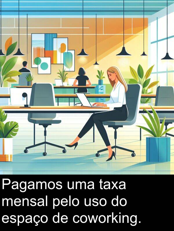 pelo: Pagamos uma taxa mensal pelo uso do espaço de coworking.