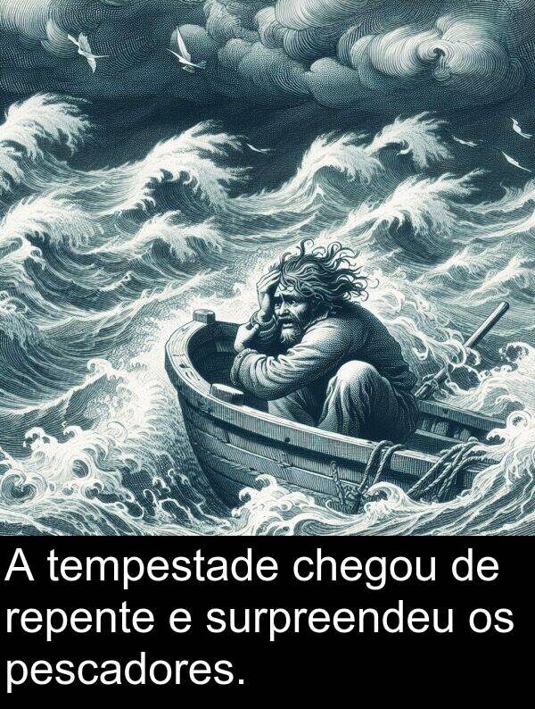 repente: A tempestade chegou de repente e surpreendeu os pescadores.