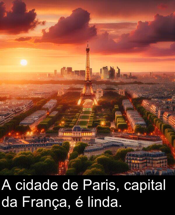 capital: A cidade de Paris, capital da França, é linda.