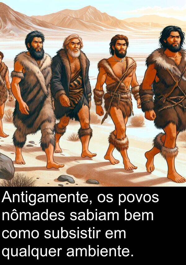 sabiam: Antigamente, os povos nômades sabiam bem como subsistir em qualquer ambiente.
