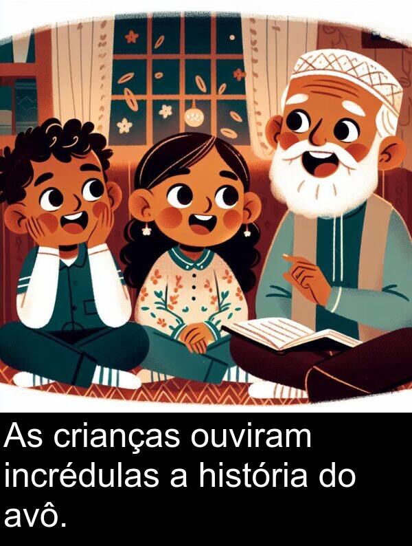 avô: As crianças ouviram incrédulas a história do avô.