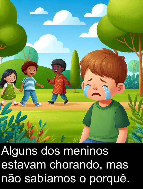 sabíamos: Alguns dos meninos estavam chorando, mas não sabíamos o porquê.