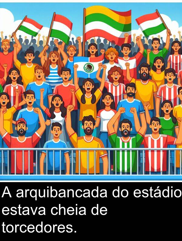 torcedores: A arquibancada do estádio estava cheia de torcedores.