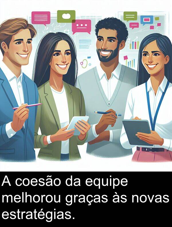 coesão: A coesão da equipe melhorou graças às novas estratégias.